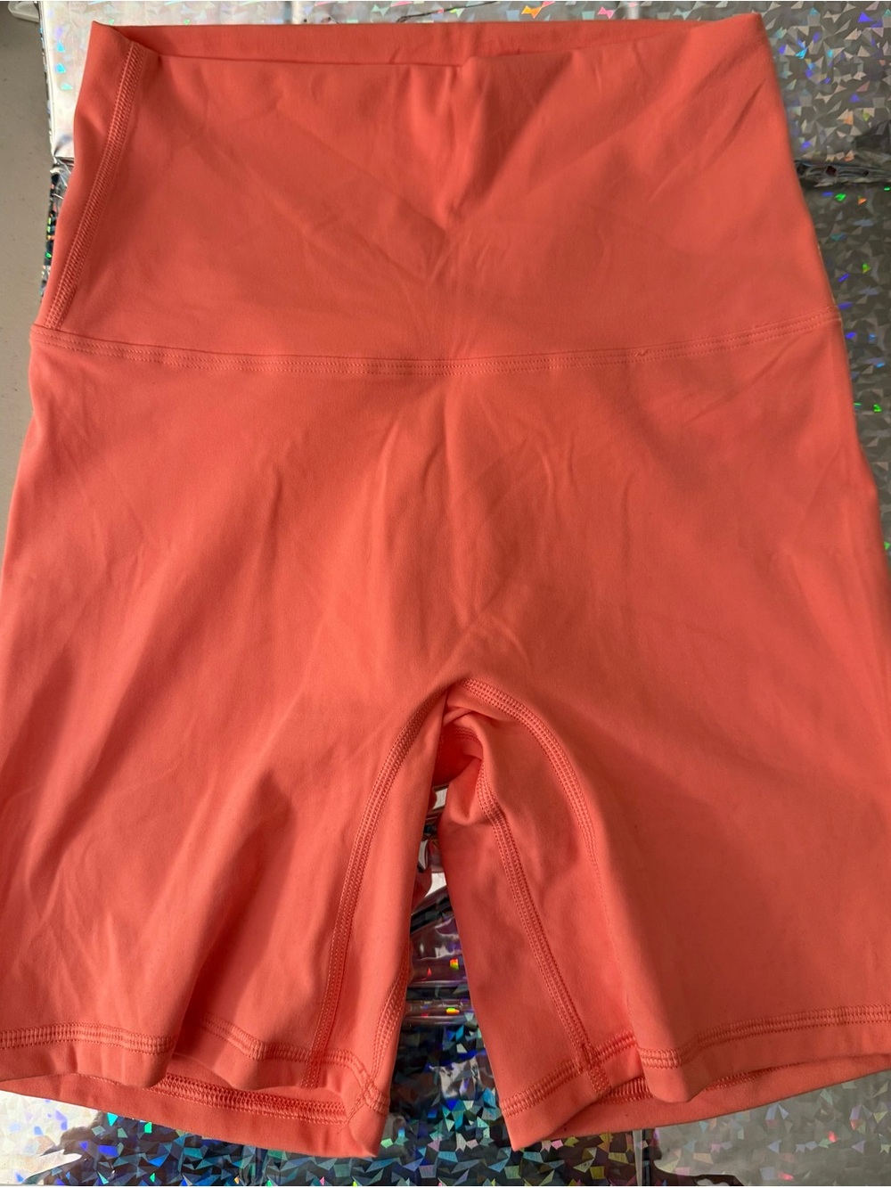 HALARA Coral-Orange High-Waist Bike Shorts